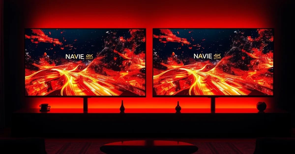 Zwei Fernseher nebeneinander zeigen einen direkten Bildqualitätsvergleich in 4K